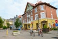 ZELENOGRADSK, RUSSIA. Cyclists on Kurortny Avenue