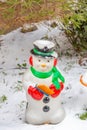 Funny figurine as an element of decoration of a garden or yard in winter