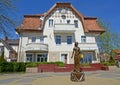 ZELENOGRADSK, RUSSIA - MAY 10, 2021: Sculpture `Running on Waves` on a sunny spring day. Kaliningrad region