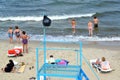 ZELENOGRADSK, RUSSIA. People on the city beachon the bank of the Baltic Sea