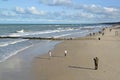 ZELENOGRADSK, RUSSIA. People walk on the coast of the Baltic Sea