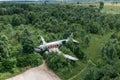 Zeljava Air Base in Croatia and Abandoned Douglas C-47 Airplane on the airbase entrance. It is on the border between Croatia and