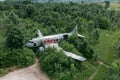 Zeljava Air Base in Croatia and Abandoned Douglas C-47 Airplane on the airbase entrance. It is on the border between Croatia and