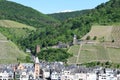 ancient walls in the vineyard with Zell an der Mosel below