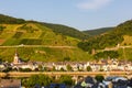Zell an der Mosel town at Moselle river with vineyards wine in Germany Royalty Free Stock Photo