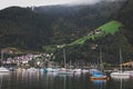 Zell am See Austria, boats and houses view