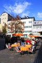 ZELL AM SEE, AUSTRIA, 14 OCTOBER, 2018: Cozy street terrace cafe in Zell am See