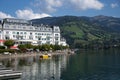 ZELL AM SEE , AUSTRIA 21 September , 2020 Beautiful, elegant `Grand Hotel` right on the lake in fine weather