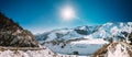 Zemo Mleta, Mtskheta-Mtianeti Region, Georgia. Village Zemo Mleta During Sunny Winter Day. Beautiful Georgian Mountains