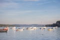 Zemun Quay Zemunski Kej in Belgrade, Serbia, on the Danube river, seen in autumn, during the afternoon.