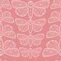 Zen art moth seamless pattern