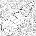 Adult coloring book,page a cute shell image for relaxing.