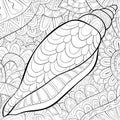 Adult coloring book,page a cute shell image for relaxing.