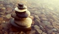 Zen Balance Rocks Pebbles Covered Water Concept