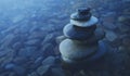 Zen Balance Rocks Pebbles Covered Water Concept