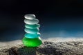 Zen balance stack of sea glass pebbles stones