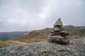 Small pile of balanced stones on Mount Ulriken Royalty Free Stock Photo