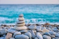 Zen balanced stones stack on beach Royalty Free Stock Photo