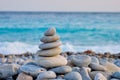 Zen balanced stones stack on beach Royalty Free Stock Photo