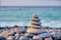 Zen balanced stones stack on beach Royalty Free Stock Photo