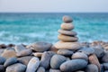 Zen balanced stones stack on beach Royalty Free Stock Photo