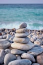 Zen balanced stones stack on beach Royalty Free Stock Photo