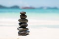 Zen Balancing Pebbles on Beach Royalty Free Stock Photo