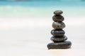 Zen Balancing Pebbles on Beach Royalty Free Stock Photo