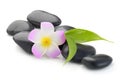 Zen basalt stones ,frangipani and bamboo Royalty Free Stock Photo