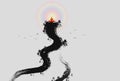 Zen Buddha light ink painting Royalty Free Stock Photo