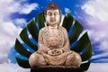 Zen buddha statue, vivid colors, natural tone Royalty Free Stock Photo