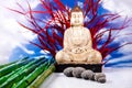 Zen buddha statue, vivid colors, natural tone Royalty Free Stock Photo