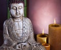 Zen buddha statue, vivid colors, natural tone Royalty Free Stock Photo