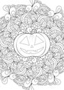 Zen doodle pumpkin. Halloween boho zentangle insired line art illustration