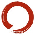 Zen Enso Red Blood Shed Brush Circle  Stroke Vector Art Royalty Free Stock Photo