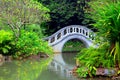 Zen garden with arch shape bridge Royalty Free Stock Photo