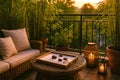 Zen Garden On Balcony With Candles Royalty Free Stock Photo