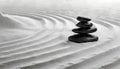 Zen Garden with Balanced Stones and Concentric Circles of Sand - Generative Ai Royalty Free Stock Photo