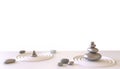 Zen garden Japanese meditation stone on white background