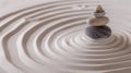 Zen garden meditation stone background, Zen Stones with lines in the sand, concept of harmony Royalty Free Stock Photo