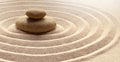 Zen garden meditation stone background with stones and lines in sand for relaxation balance and harmony spirituality or spa Royalty Free Stock Photo