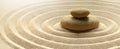 Zen garden meditation stone background with stones and lines in sand for relaxation balance and harmony spirituality or spa Royalty Free Stock Photo