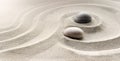 Zen garden meditation stone background with stones and lines in sand for relaxation balance and harmony spirituality or spa Royalty Free Stock Photo