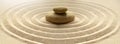 Zen garden meditation stone background with stones and lines in sand for relaxation balance and harmony spirituality or spa Royalty Free Stock Photo