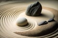 zen garden meditation stone and flower in the sand, zen concept Royalty Free Stock Photo