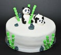 Zen garden, panda bears fondant cake