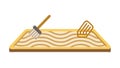 Zen Garden Rake Sand, Mindfulness Serenity, vector design Generative AI Royalty Free Stock Photo