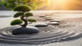 Zen Garden Reflections: Contemplating Life\'s Rhythms. Royalty Free Stock Photo