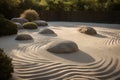 Zen garden sand spring pattern. Generate Ai Royalty Free Stock Photo