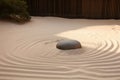 Zen garden sand stone. Generate Ai Royalty Free Stock Photo
